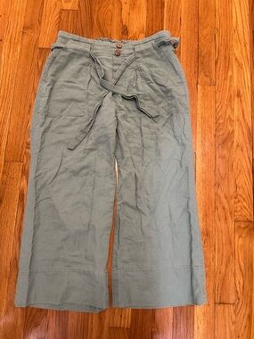 Mason & Belle Light Sage Linen-Blend Pants